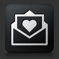 Black Square Button with Love Letter