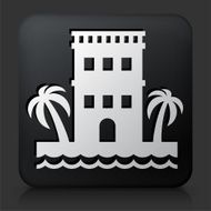Black Square Button with Vacation