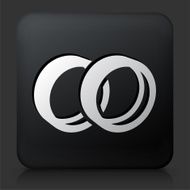 Black Square Button with Wedding Rings