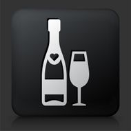 Black Square Button with Champagne