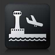 Black Square Button with Vacation Arrival