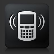 Black Square Button with Phone Ringing