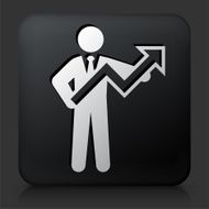 Black Square Button with Businessman Progress Icon