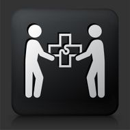 Black Square Button with Connection Icon