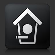 Black Square Button with Bird House