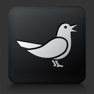 Black Square Button with Bird Icon N3