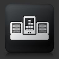 Black Square Button with Music Speakers Icon