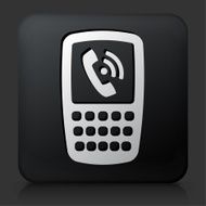 Black Square Button with Telephone Icon N5