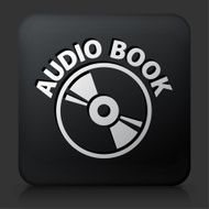 Black Square Button with Audio Book Icon N2