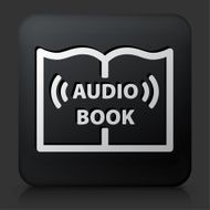 Black Square Button with Audio Book Icon N3