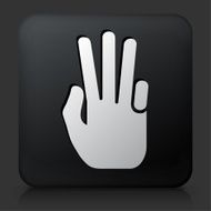 Black Square Button with Three Fingers Hand