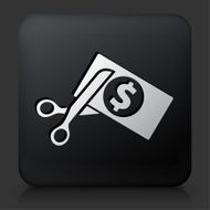 Black Square Button with Cutting Money Icon