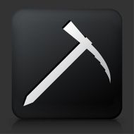 Black Square Button with Rock Climbing Axe Icon