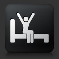 Black Square Button with Waking Up