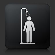 Black Square Button with Showering Icon