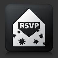 Black Square Button with Party Invite