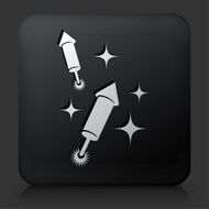 Black Square Button with Firecracker