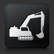 Black Square Button with Backhoe