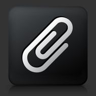 Black Square Button with Paperclip Icon