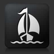 Black Square Button with Sailboat Icon N3