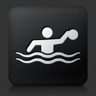 Black Square Button with Water Polo Icon