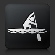 Black Square Button with Paddle Boat Icon