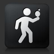 Black Square Button with Ping-Pong Icon N2
