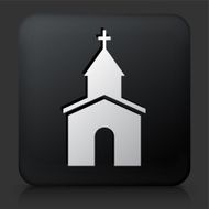 Black Square Button with Church Icon N2