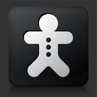 Black Square Button with Ginger Bread Man