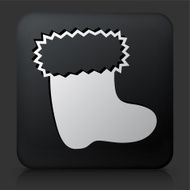 Black Square Button with Christmas Sock Icon