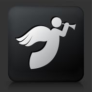 Black Square Button with Angel Icon N3