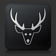 Black Square Button with Reindeer