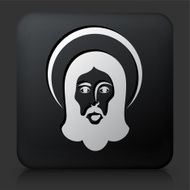 Black Square Button with Jesus