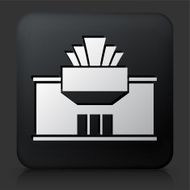 Black Square Button with Movie Theatre Icon