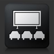 Black Square Button with Movie Theatre Icon N2