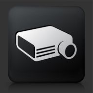 Black Square Button with Projector Icon