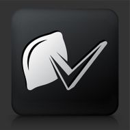 Black Square Button with Lemon Check Icon