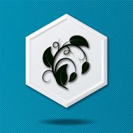 White 3D Hexagon Icon On a Blue Crosshatch Background N4