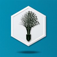 White 3D Hexagon Icon On Blue With Tree Planting