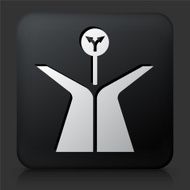 Black Square Button with Fork in the Road