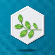 White 3D Hexagon Icon On a Blue Crosshatch Background N7