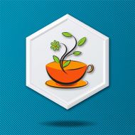 White 3D Hexagon Icon On a Blue Crosshatch Background N8