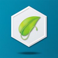 White 3D Hexagon Icon On a Blue Crosshatch Background N10