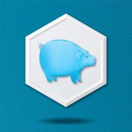 White 3D Hexagon Icon On a Blue Crosshatch Background N14