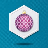 White 3D Hexagon Icon On a Blue Crosshatch Background N16