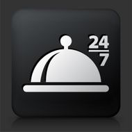 Black Square Button with 24 7 Food