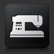 Black Square Button with Sewing Machine