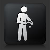 Black Square Button with Cutting Wrist Icon