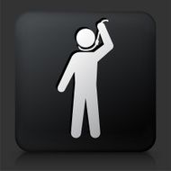 Black Square Button with Suicidal Stick Figure N2