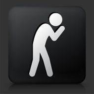 Black Square Button with Sad Stick Figure